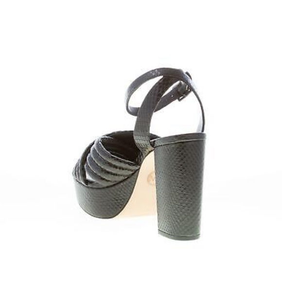 MICHAEL KORS women shoes Royce Platform black reptile embossed leather sandal 9M - Picture 6 of 9